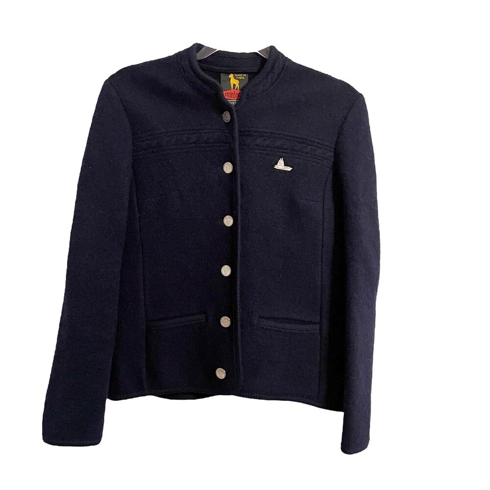 Steinbock Austria Sport Wool Jacket Coat Vintage Navy Blue Women's Size 40 / M